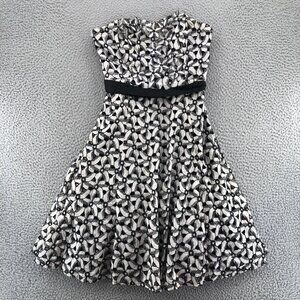 Moulinette Soeurs Anthropologie Dress Women 4 Black Floral Fit & Flare Strapless